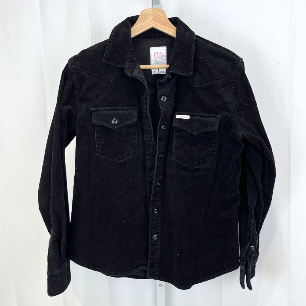 TOPO DESIGNS Womens Corduroy Mountain Shirt Button Up Long Sleeve Black Size M